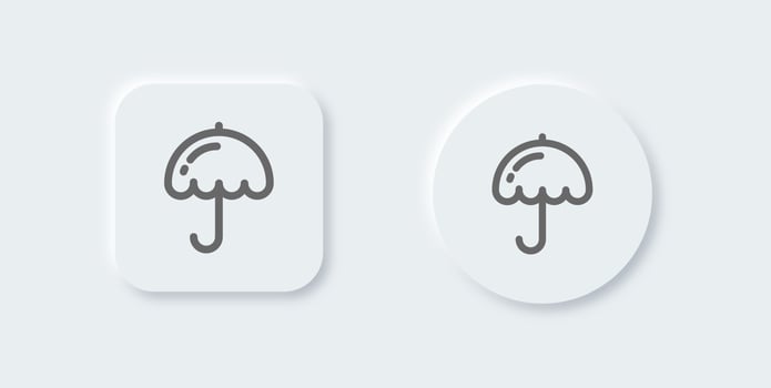 Umbrella line icon in neomorphic design style. Protection signs vector illustration.