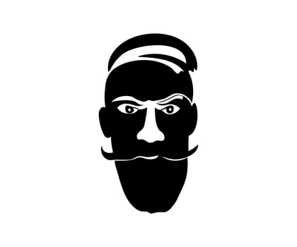 the black and white face of a man with a beard. Barber shop logo vector