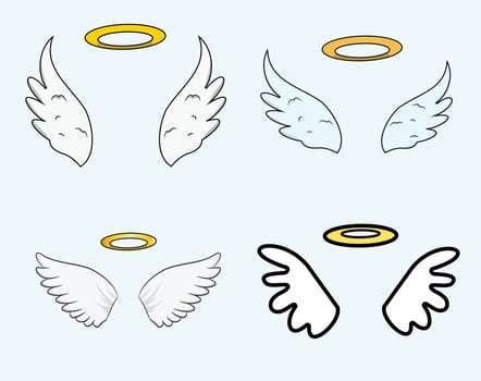 Angel Wings and Halo Collection vector