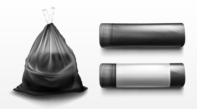 Black plastic bag for trash, garbage and rubbish vector