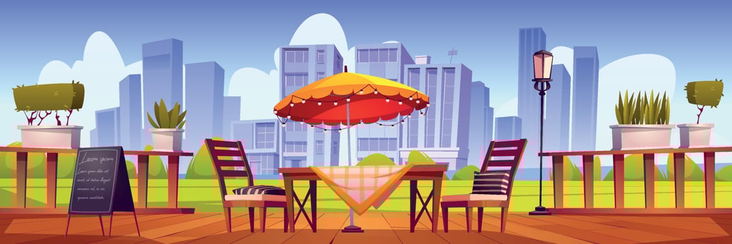 Summer terrace, outdoor city cafe, coffeehouse vector