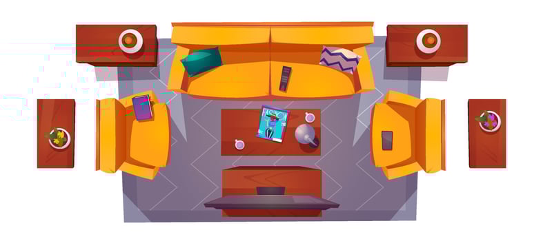 Living room interior top view. Apartment design vector