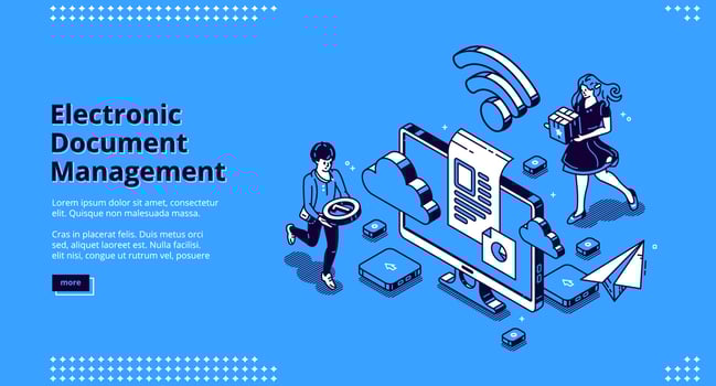 Electronic document management banner vector