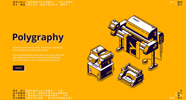 Vector banner of polygraphy business