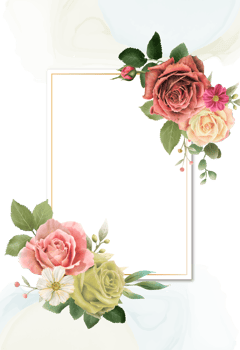 colorfull floral wedding invitation card png