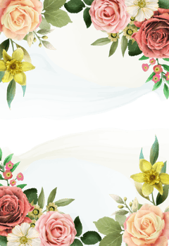 colorfull floral wedding invitation card png