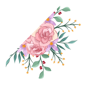 Pink flower arrangement with watercolor style png