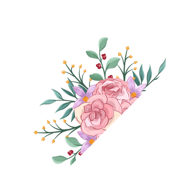 Pink flower arrangement with watercolor style png