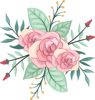 Pink flower arrangement with watercolor style png