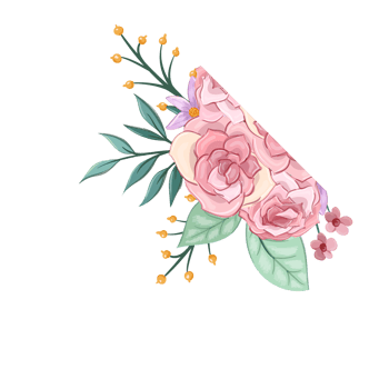 Pink flower arrangement with watercolor style png
