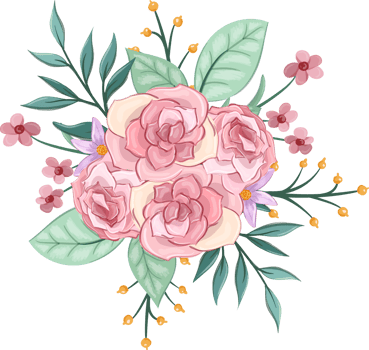 Pink flower arrangement with watercolor style png