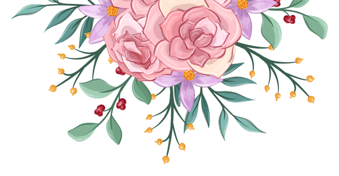 Pink flower arrangement with watercolor style png