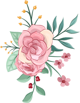 Pink flower arrangement with watercolor style png
