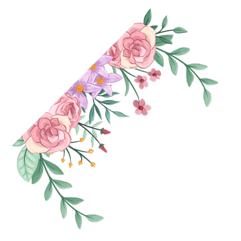 Pink flower arrangement with watercolor style png