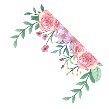 Pink flower arrangement with watercolor style png