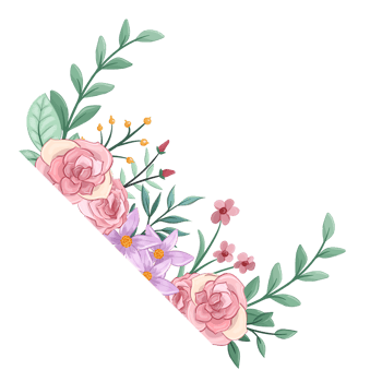 Pink flower arrangement with watercolor style png