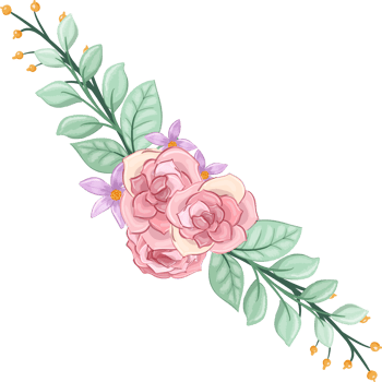 Pink flower arrangement with watercolor style png