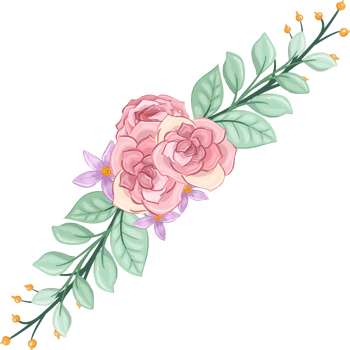 Pink flower arrangement with watercolor style png