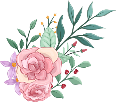 Pink flower arrangement with watercolor style png