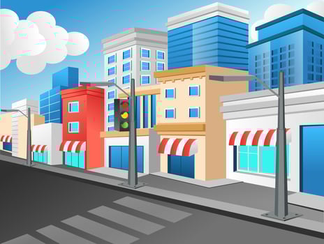 Flat 3d concept isometric illustration lanscape perspective modern city crossing vector