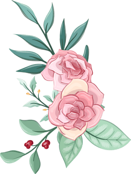 Pink flower arrangement with watercolor style png