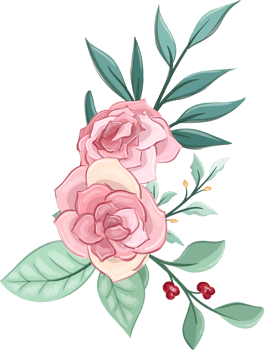 Pink flower arrangement with watercolor style png
