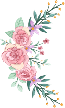 Pink flower arrangement with watercolor style png