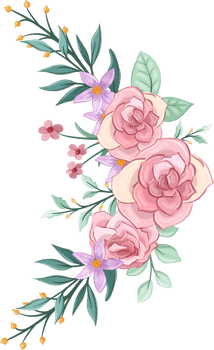 Pink flower arrangement with watercolor style png