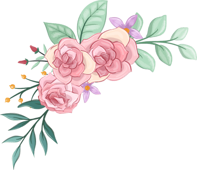Pink flower arrangement with watercolor style png