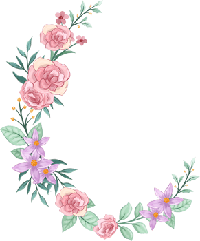 Pink flower arrangement with watercolor style png