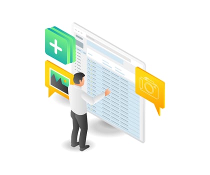 Flat isometric illustration concept of man setting email data vector