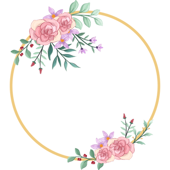Pink flower arrangement with watercolor style png