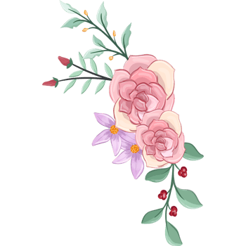 Pink flower arrangement with watercolor style png