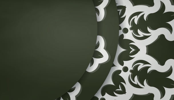 Dark green banner with antique white pattern and space for your logo vector