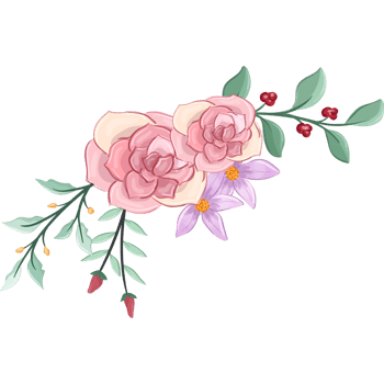 Pink flower arrangement with watercolor style png