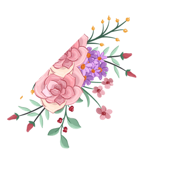 Pink flower arrangement with watercolor style png