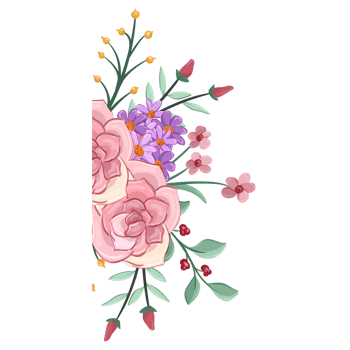 Pink flower arrangement with watercolor style png