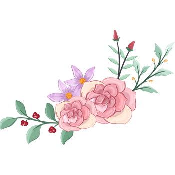 Pink flower arrangement with watercolor style png