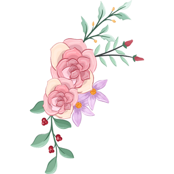 Pink flower arrangement with watercolor style png