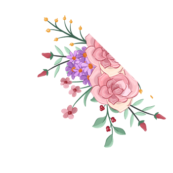 Pink flower arrangement with watercolor style png