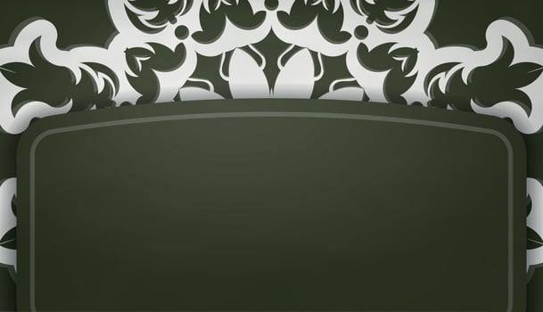 Dark green banner with indian white pattern for logo design vector