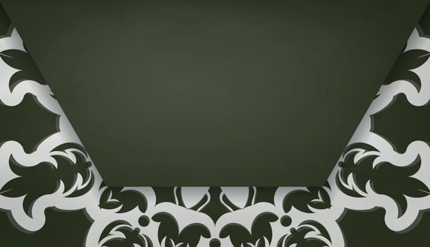 Dark green banner with luxurious white pattern for logo design vector