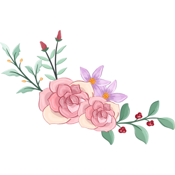Pink flower arrangement with watercolor style png