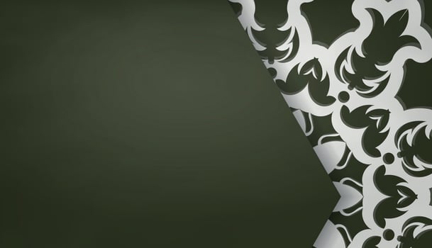 Baner of dark green color with mandala white ornament for design under the logo vector