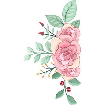 Pink flower arrangement with watercolor style png