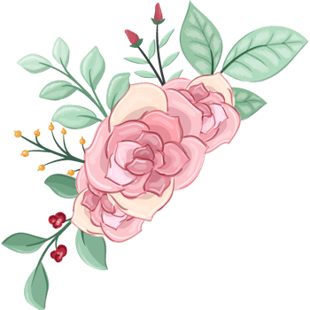 Pink flower arrangement with watercolor style png