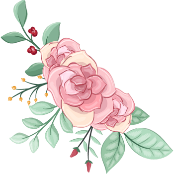 Pink flower arrangement with watercolor style png