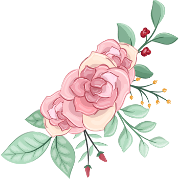 Pink flower arrangement with watercolor style png
