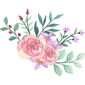 Pink flower arrangement with watercolor style png