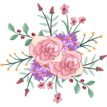 Pink flower arrangement with watercolor style png